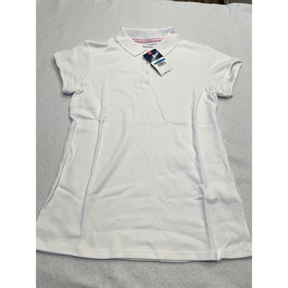 IZOD Approved Girls School Uniform Short Sleeve Polo Shirt XL 16 White NWT - Picture 2 of 9